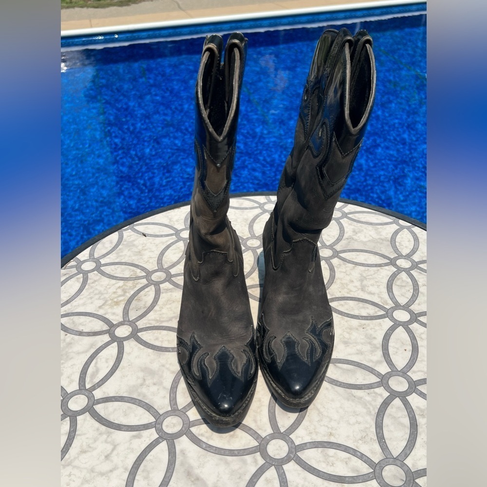 Vintage PARAGON Black Cowboy Boots Men’s Sz 8.5 Western Shoes Heeled Boot